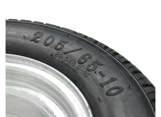 Kenda Trailer Tires and Wheels - AM30670 12 Inch Tire with Wheel 5 on 4-1/2 Inch 4.80-12 Load Range C Steel Wheels - Galvanized Boat Trailer Wheels Bias Ply Tire Kenda Bias tire has a ply rating of 6 and a 990-lb maximum load at 90 psi. The 12" diameter x 4" wide steel trailer wheel features a 5 on 4-1/2 bolt pattern and a corrosion-resistant galvanized finish. Features: The Loadstar trailer tire is designed for excellent handling at high speeds 8-Spoke steel wheel is galvanized to resist rust Tire-and-wheel assembly meets Department of Transportation specifications Specs: Rim dimensions: 12" diameter x 4" wide Bolt pattern: 5 on 4-1/2" Wheel capacity: 1,250 lbs Wheel bolt size: 1/2"-20 Pilot diameter: 3.19" Offset: 0 Tire size: 4.80-12 Section width: 4.9" Outer diameter (when inflated): 20.7" Tire capacity: Load range: C Ply rating: 6 Maximum load: 990 lbs at 90 psi Warranty: 5-Year on tire Limited 2-year on wheel 1-Year Worry-Free Guarantee This tire has a 1-year worry-free guarantee. If within the first 12 months the tire is damaged in any way, it will be replaced at no charge. Bias Tires vs. Radial Tires Bias vs. radial tire graphic Bias ply tires are designed for off-road or agricultural applications. They are built with thick, durable nylon cords that are positioned at a 30- to 45-degree angle to the direction of travel. The layers alternate in a crisscross pattern, making the sidewalls stiffer so that the entire tire is able to flex easily. As a result, the tire provides a smooth ride and improved handling when trailering on uneven surfaces. Determining the Bolt Pattern The first number in the bolt pattern is the number of bolt holes. The second number denotes the diameter, in inches, of the circle on which the bolt holes sit. Bolt Pattern - Odd To determine the bolt-circle diameter on wheels with an odd number of bolt holes, measure from the center of any bolt hole to the point halfway between the two bolt holes directly across from the first. (Example: "5 on 4-1/2" means 5 bolt holes with 4-1/2" measured to a point halfway between the opposite bolt holes.) Bolt Pattern - Even On wheels with an even number of bolt holes, measure from the center of one bolt hole to the center of the hole directly across from it. (Example: "8 on 6-1/2" means 8 bolt holes with 6-1/2" from the center of one hole to the center of another on the opposite side.) Bolt Pattern - Side Measuring the distance from the center of one bolt hole on the wheel to the center of a bolt hole right next to it can also help to determine the bolt pattern. If D = 2-5/8", then the bolt pattern is 5 on 4-1/2" If D = 2-3/4", then the bolt pattern is 5 on 4-3/4" If D = 3", then the bolt pattern is 5 on 5" If D = 3-1/4", then the bolt pattern is 5 on 5-1/2" - Image 4