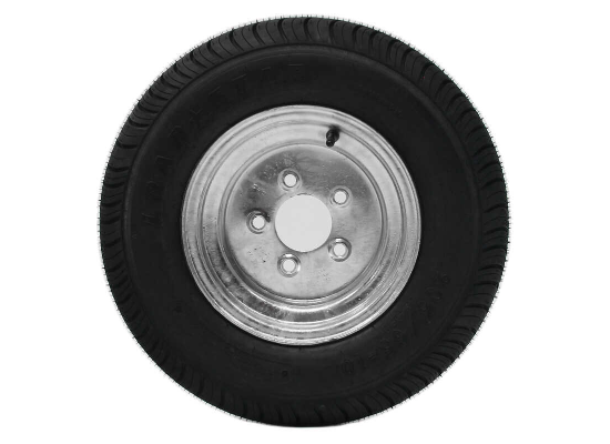 Kenda Trailer Tires and Wheels - AM30670 12 Inch Tire with Wheel 5 on 4-1/2 Inch 4.80-12 Load Range C Steel Wheels - Galvanized Boat Trailer Wheels Bias Ply Tire Kenda Bias tire has a ply rating of 6 and a 990-lb maximum load at 90 psi. The 12" diameter x 4" wide steel trailer wheel features a 5 on 4-1/2 bolt pattern and a corrosion-resistant galvanized finish. Features: The Loadstar trailer tire is designed for excellent handling at high speeds 8-Spoke steel wheel is galvanized to resist rust Tire-and-wheel assembly meets Department of Transportation specifications Specs: Rim dimensions: 12" diameter x 4" wide Bolt pattern: 5 on 4-1/2" Wheel capacity: 1,250 lbs Wheel bolt size: 1/2"-20 Pilot diameter: 3.19" Offset: 0 Tire size: 4.80-12 Section width: 4.9" Outer diameter (when inflated): 20.7" Tire capacity: Load range: C Ply rating: 6 Maximum load: 990 lbs at 90 psi Warranty: 5-Year on tire Limited 2-year on wheel 1-Year Worry-Free Guarantee This tire has a 1-year worry-free guarantee. If within the first 12 months the tire is damaged in any way, it will be replaced at no charge. Bias Tires vs. Radial Tires Bias vs. radial tire graphic Bias ply tires are designed for off-road or agricultural applications. They are built with thick, durable nylon cords that are positioned at a 30- to 45-degree angle to the direction of travel. The layers alternate in a crisscross pattern, making the sidewalls stiffer so that the entire tire is able to flex easily. As a result, the tire provides a smooth ride and improved handling when trailering on uneven surfaces. Determining the Bolt Pattern The first number in the bolt pattern is the number of bolt holes. The second number denotes the diameter, in inches, of the circle on which the bolt holes sit. Bolt Pattern - Odd To determine the bolt-circle diameter on wheels with an odd number of bolt holes, measure from the center of any bolt hole to the point halfway between the two bolt holes directly across from the first. (Example: "5 on 4-1/2" means 5 bolt holes with 4-1/2" measured to a point halfway between the opposite bolt holes.) Bolt Pattern - Even On wheels with an even number of bolt holes, measure from the center of one bolt hole to the center of the hole directly across from it. (Example: "8 on 6-1/2" means 8 bolt holes with 6-1/2" from the center of one hole to the center of another on the opposite side.) Bolt Pattern - Side Measuring the distance from the center of one bolt hole on the wheel to the center of a bolt hole right next to it can also help to determine the bolt pattern. If D = 2-5/8", then the bolt pattern is 5 on 4-1/2" If D = 2-3/4", then the bolt pattern is 5 on 4-3/4" If D = 3", then the bolt pattern is 5 on 5" If D = 3-1/4", then the bolt pattern is 5 on 5-1/2" - Image 3