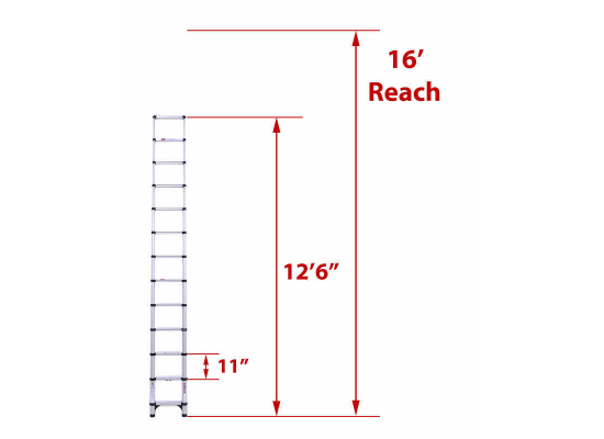 Telesteps Telescopic Ladder - 12-1/2' Extended Height - 16' Reachable Height - 300 lbs - Image 3