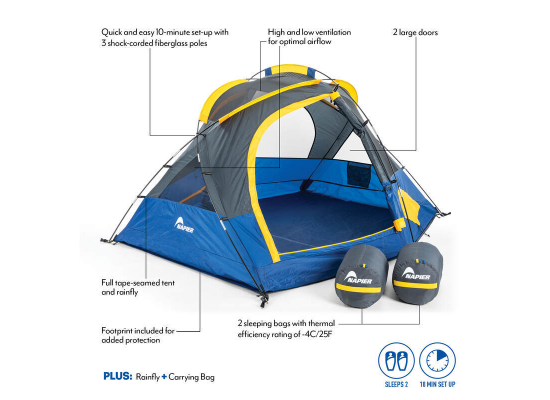 Napier Lite Pack Camping Bundle w/ Accessories - 2 Person - 7-1/4" x 6-3/4" - Blue - Image 6