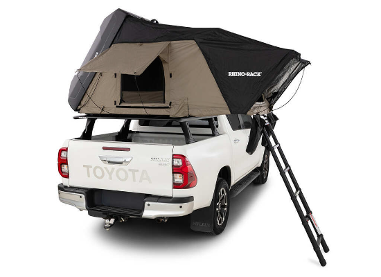 Rhino Rack Hard Shell Rooftop Tent - 2 Person - 661 lbs - Black and Brown - Image 4