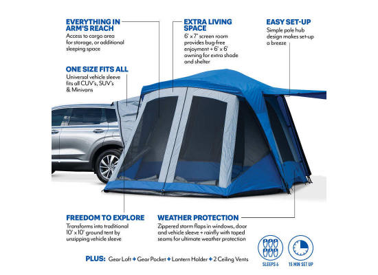 Napier Sportz SUV Tent w/ Screen Room - 6 Person - 10' x 10' - Blue and Gray - Image 6