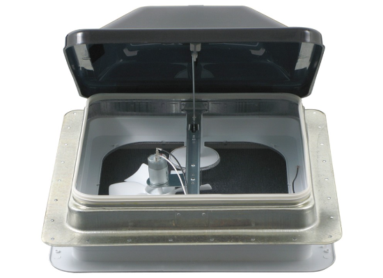 Ventline Ventadome Trailer Roof Vent w/ 12V Fan - Manual Lift - 14-1/4" x 14-1/4" - Smoke - Image 4