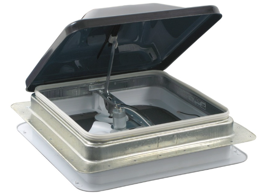 Ventline Ventadome Trailer Roof Vent w/ 12V Fan - Manual Lift - 14-1/4" x 14-1/4" - Smoke - Image 3