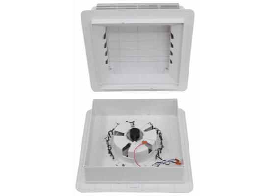 MaxxFan Mini Plus Manual RV Roof Vent w/ 12V Fan - LED Light - White - Image 4