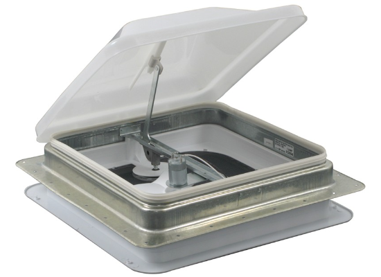 Ventline Ventadome Trailer Roof Vent w/ 12V Fan - Manual Lift - 14-1/4" x 14-1/4" - White - Image 4