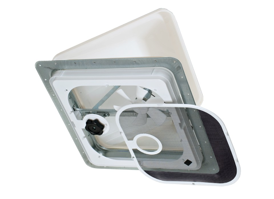 Ventline Ventadome Trailer Roof Vent w/ 12V Fan - Manual Lift - 14-1/4" x 14-1/4" - White - Image 3