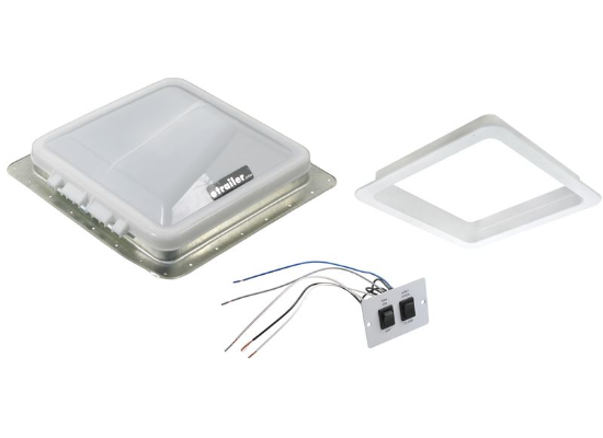 Ventline Ventadome Roof Vent w/12V Fan and Wall Switch - Powered Lift - 14-1/4" - White - Image 2
