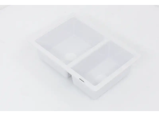 Better Bath RV Kitchen Sink - Double Bowl - 25" Long x 17" Wide - White
