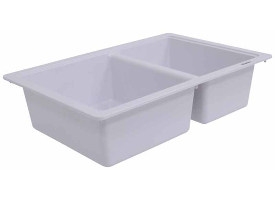 Better Bath RV Kitchen Sink - Double Bowl - 25" Long x 17" Wide - White - Image 2