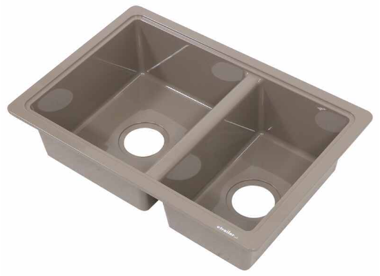 Better Bath RV Kitchen Sink - Double Bowl - 25" Long x 17" Wide - Gray - Image 5