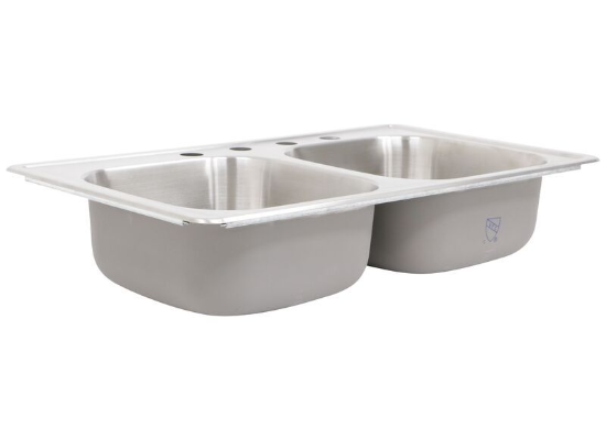 LaSalle Bristol Double Bowl RV Kitchen Sink - 33" Long x 19" Wide - Stainless Steel - Image 4