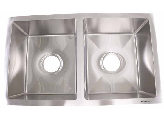 Better Bath RV Kitchen Sink - Double Bowl - 27" Long x 16" Wide - Stainless Steel - Image 3