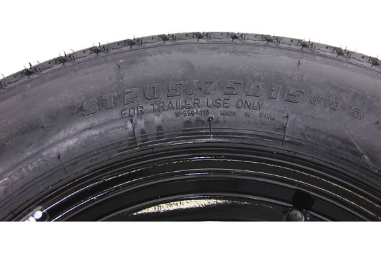 Loadstar ST205/75D15 Bias Trailer Tire w/ 15" Black Mod Wheel - 5 on 4-1/2 - Load Range C - Image 3