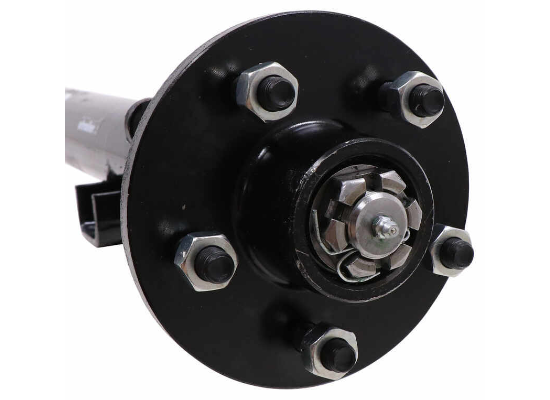 Dexter Trailer Axles - 7359765 3500 lbs 95 Inch Hub Face Spindles Only 80 Inch Spring Center No Drop or Lift No Hubs Leaf Spring Suspension Dexter EZ Lube Spindles Round trailer axle beam measures 95" from hub face to hub face (when hubs - sold separately - are mounted) and 80" from spring center to spring center. E-Z Lube spindles make it easy to lubricate bearings (sold separately). Features: Round axle beam acts as part of your trailer's suspension system Replace an axle on your trailer Fabricate a suspension to fit your application High-strength steel construction Bend in axle creates zero camber angle for even road-to-tread contact across the width of your trailer's tires Best for straight-line acceleration and steady, controlled towing Underslung design - spring seats welded to underside of axle for mounting leaf springs (sold separately) Low ride height makes it easier to load and unload your trailer Straight, E-Z Lube spindles - no drop Built-in grease zerks for simple lubrication Spring seats, brake flanges, and spindles are welded on Made in the USA Specs: Weight capacity: 3,500 lbs Hub-face-to-hub-face length: 95" Spring-center-to-spring-center length: 80" Tubing outer diameter: 2-3/8" Bearings (sold separately): Inner bearing: L68149 Outer bearing: L44649 Brake flange configuration: 4 bolt Limited 5-year warranty Axle Dimensions Hub Face and Spring Center Measurements on Standard Trailer Axle There are multiple ways to measure the length of an axle beam, but the hub-face-to-hub-face and spring-center-to-spring-center lengths are the most accurate. Hub face (A) refers to the length of the axle measured from the base of one wheel stud to the base of the wheel stud on the opposite side of the axle (when hubs are mounted on the beam). The spring center (B) is the approximate width of your trailer. It is measured from the center of the spring seat on one side of the axle to the center of the seat on the other. This axle beam comes with the spring seats welded on. If you are replacing your trailer's axle, you should be able to figure out which type you need by determining your trailer's capacity, the bolt pattern of your wheels, the brake type and the aforementioned lengths. E-Z Lube Spindles Make Lubrication Simple The E-Z Lube spindles on this axle are meant to work with E-Z Lube-compatible hubs to make lubricating your bearings quick and easy. Each E-Z Lube spindle has a zerk fitting on the end. And every E-Z Lube hub comes with a grease cap that has an easy-to-remove rubber plug. Just pop out the plug on the cap to access the zerk on the spindle. When you inject grease into the zerk with a grease gun, the grease will flow to both the inner and outer bearings of the hub, lubricating the bearings and forcing out old, ineffective grease. Once you see new grease beginning to be pushed out, you know that your bearings are fully lubricated. This means that you can lubricate the bearings without the mess of taking apart the entire assembly. Dexters Dexters are made of high-strength steel and come with spindles and spring seats welded on. The spring seats are attached to the underside of the axle so that the leaf springs (sold separately) can mount beneath the axle. The result of this underslung design is a trailer that rides a bit lower for quick and easy loading and unloading. Each axle is manufactured to create a certain camber angle. This ensures that the angle of the wheels is correct for your towing needs. Because the primary concern when towing is maintaining controlled, in-line movement, each axle is made so that your trailer's tires will run along the pavement evenly, with contact across the width of the tread. The result is excellent straight-line acceleration for steady, in-line tracking. You might notice the bend near the center of the axle; this is what ensures the proper camber angle. Having the center ride a bit higher and the sides of the axle bent lower allows the axle to give just enough to compensate for the load. - Image 7