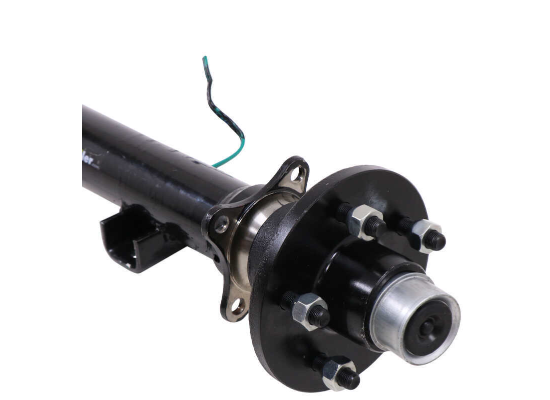 Dexter Trailer Axles - 7359765 3500 lbs 95 Inch Hub Face Spindles Only 80 Inch Spring Center No Drop or Lift No Hubs Leaf Spring Suspension Dexter EZ Lube Spindles Round trailer axle beam measures 95" from hub face to hub face (when hubs - sold separately - are mounted) and 80" from spring center to spring center. E-Z Lube spindles make it easy to lubricate bearings (sold separately). Features: Round axle beam acts as part of your trailer's suspension system Replace an axle on your trailer Fabricate a suspension to fit your application High-strength steel construction Bend in axle creates zero camber angle for even road-to-tread contact across the width of your trailer's tires Best for straight-line acceleration and steady, controlled towing Underslung design - spring seats welded to underside of axle for mounting leaf springs (sold separately) Low ride height makes it easier to load and unload your trailer Straight, E-Z Lube spindles - no drop Built-in grease zerks for simple lubrication Spring seats, brake flanges, and spindles are welded on Made in the USA Specs: Weight capacity: 3,500 lbs Hub-face-to-hub-face length: 95" Spring-center-to-spring-center length: 80" Tubing outer diameter: 2-3/8" Bearings (sold separately): Inner bearing: L68149 Outer bearing: L44649 Brake flange configuration: 4 bolt Limited 5-year warranty Axle Dimensions Hub Face and Spring Center Measurements on Standard Trailer Axle There are multiple ways to measure the length of an axle beam, but the hub-face-to-hub-face and spring-center-to-spring-center lengths are the most accurate. Hub face (A) refers to the length of the axle measured from the base of one wheel stud to the base of the wheel stud on the opposite side of the axle (when hubs are mounted on the beam). The spring center (B) is the approximate width of your trailer. It is measured from the center of the spring seat on one side of the axle to the center of the seat on the other. This axle beam comes with the spring seats welded on. If you are replacing your trailer's axle, you should be able to figure out which type you need by determining your trailer's capacity, the bolt pattern of your wheels, the brake type and the aforementioned lengths. E-Z Lube Spindles Make Lubrication Simple The E-Z Lube spindles on this axle are meant to work with E-Z Lube-compatible hubs to make lubricating your bearings quick and easy. Each E-Z Lube spindle has a zerk fitting on the end. And every E-Z Lube hub comes with a grease cap that has an easy-to-remove rubber plug. Just pop out the plug on the cap to access the zerk on the spindle. When you inject grease into the zerk with a grease gun, the grease will flow to both the inner and outer bearings of the hub, lubricating the bearings and forcing out old, ineffective grease. Once you see new grease beginning to be pushed out, you know that your bearings are fully lubricated. This means that you can lubricate the bearings without the mess of taking apart the entire assembly. Dexters Dexters are made of high-strength steel and come with spindles and spring seats welded on. The spring seats are attached to the underside of the axle so that the leaf springs (sold separately) can mount beneath the axle. The result of this underslung design is a trailer that rides a bit lower for quick and easy loading and unloading. Each axle is manufactured to create a certain camber angle. This ensures that the angle of the wheels is correct for your towing needs. Because the primary concern when towing is maintaining controlled, in-line movement, each axle is made so that your trailer's tires will run along the pavement evenly, with contact across the width of the tread. The result is excellent straight-line acceleration for steady, in-line tracking. You might notice the bend near the center of the axle; this is what ensures the proper camber angle. Having the center ride a bit higher and the sides of the axle bent lower allows the axle to give just enough to compensate for the load. - Image 5