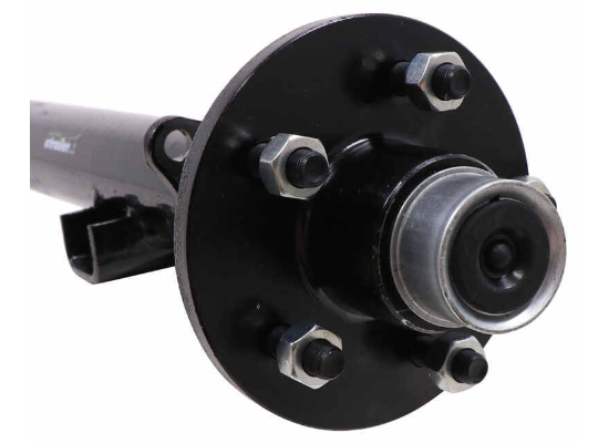 Dexter Trailer Axles - 7359765 3500 lbs 95 Inch Hub Face Spindles Only 80 Inch Spring Center No Drop or Lift No Hubs Leaf Spring Suspension Dexter EZ Lube Spindles Round trailer axle beam measures 95" from hub face to hub face (when hubs - sold separately - are mounted) and 80" from spring center to spring center. E-Z Lube spindles make it easy to lubricate bearings (sold separately). Features: Round axle beam acts as part of your trailer's suspension system Replace an axle on your trailer Fabricate a suspension to fit your application High-strength steel construction Bend in axle creates zero camber angle for even road-to-tread contact across the width of your trailer's tires Best for straight-line acceleration and steady, controlled towing Underslung design - spring seats welded to underside of axle for mounting leaf springs (sold separately) Low ride height makes it easier to load and unload your trailer Straight, E-Z Lube spindles - no drop Built-in grease zerks for simple lubrication Spring seats, brake flanges, and spindles are welded on Made in the USA Specs: Weight capacity: 3,500 lbs Hub-face-to-hub-face length: 95" Spring-center-to-spring-center length: 80" Tubing outer diameter: 2-3/8" Bearings (sold separately): Inner bearing: L68149 Outer bearing: L44649 Brake flange configuration: 4 bolt Limited 5-year warranty Axle Dimensions Hub Face and Spring Center Measurements on Standard Trailer Axle There are multiple ways to measure the length of an axle beam, but the hub-face-to-hub-face and spring-center-to-spring-center lengths are the most accurate. Hub face (A) refers to the length of the axle measured from the base of one wheel stud to the base of the wheel stud on the opposite side of the axle (when hubs are mounted on the beam). The spring center (B) is the approximate width of your trailer. It is measured from the center of the spring seat on one side of the axle to the center of the seat on the other. This axle beam comes with the spring seats welded on. If you are replacing your trailer's axle, you should be able to figure out which type you need by determining your trailer's capacity, the bolt pattern of your wheels, the brake type and the aforementioned lengths. E-Z Lube Spindles Make Lubrication Simple The E-Z Lube spindles on this axle are meant to work with E-Z Lube-compatible hubs to make lubricating your bearings quick and easy. Each E-Z Lube spindle has a zerk fitting on the end. And every E-Z Lube hub comes with a grease cap that has an easy-to-remove rubber plug. Just pop out the plug on the cap to access the zerk on the spindle. When you inject grease into the zerk with a grease gun, the grease will flow to both the inner and outer bearings of the hub, lubricating the bearings and forcing out old, ineffective grease. Once you see new grease beginning to be pushed out, you know that your bearings are fully lubricated. This means that you can lubricate the bearings without the mess of taking apart the entire assembly. Dexters Dexters are made of high-strength steel and come with spindles and spring seats welded on. The spring seats are attached to the underside of the axle so that the leaf springs (sold separately) can mount beneath the axle. The result of this underslung design is a trailer that rides a bit lower for quick and easy loading and unloading. Each axle is manufactured to create a certain camber angle. This ensures that the angle of the wheels is correct for your towing needs. Because the primary concern when towing is maintaining controlled, in-line movement, each axle is made so that your trailer's tires will run along the pavement evenly, with contact across the width of the tread. The result is excellent straight-line acceleration for steady, in-line tracking. You might notice the bend near the center of the axle; this is what ensures the proper camber angle. Having the center ride a bit higher and the sides of the axle bent lower allows the axle to give just enough to compensate for the load. - Image 2