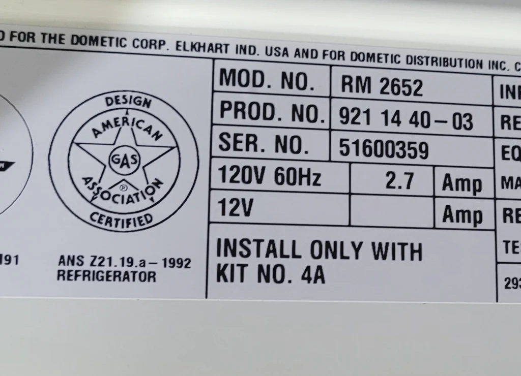 Used Complete Dometic RM2652 Fridge 2-WAY - Image 5