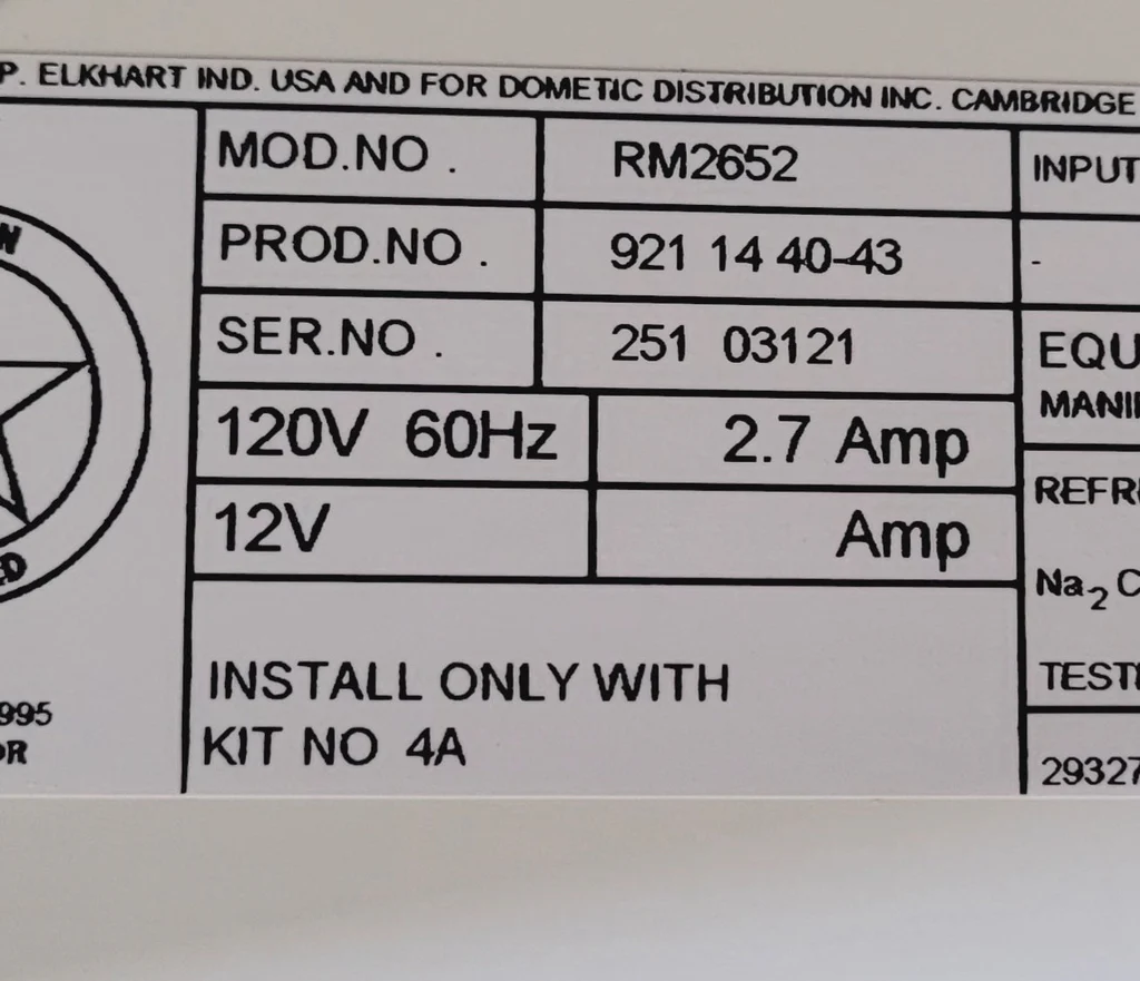 Used Complete Dometic RM2652 Fridge 2-WAY - Image 4