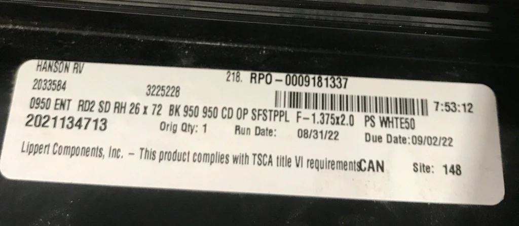 Used RV Radius Entry Door 72" x 25 1/2" - Image 2