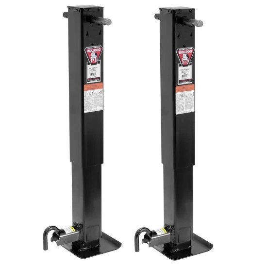 Bulldog Tandem Trailer Jack Landing Gear Set 24K Static 20K Lift Spring Return Drop Leg Complete System - Image 2