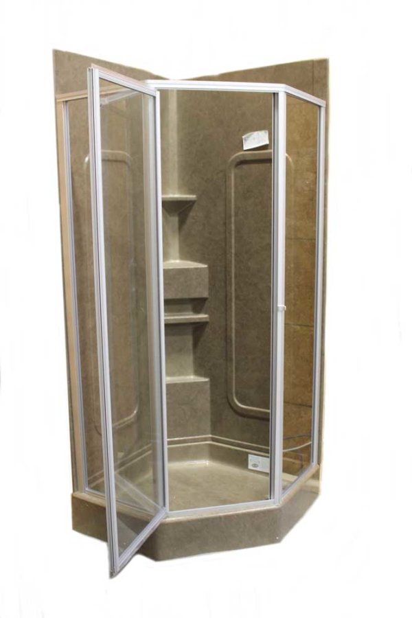 32″ Angle Shower Door with Clear Glass – Nickel - Image 6