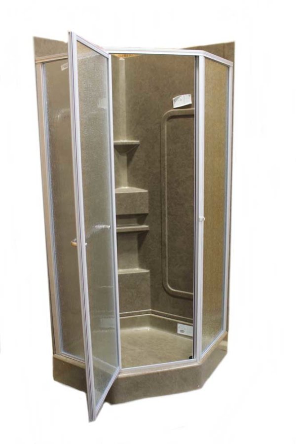 32″ Angle Shower Door with Obscured Glass – Nickel - Image 6