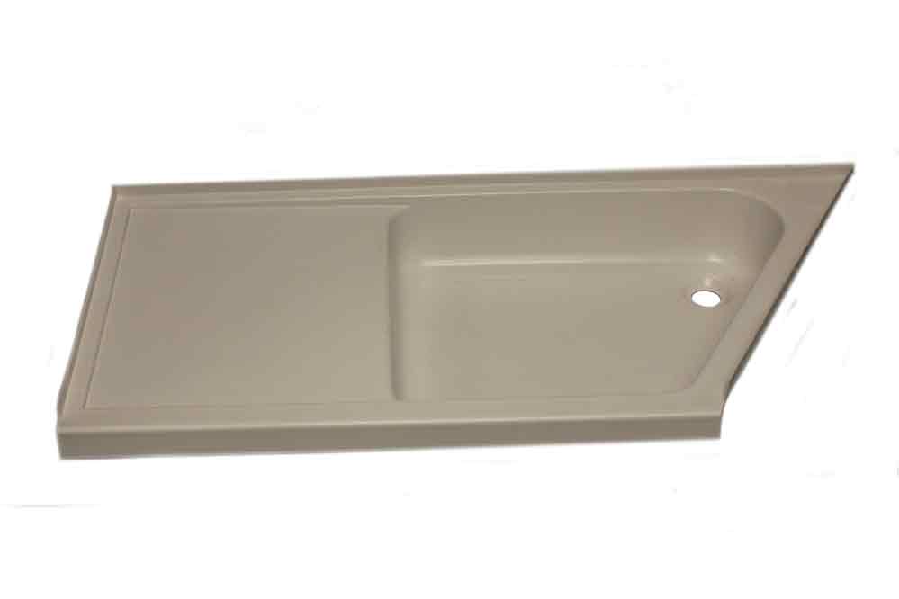 24″ x 50″ Slant Angle Combo Pan – Right Hand Drain – White-with Holding Tank - Image 7