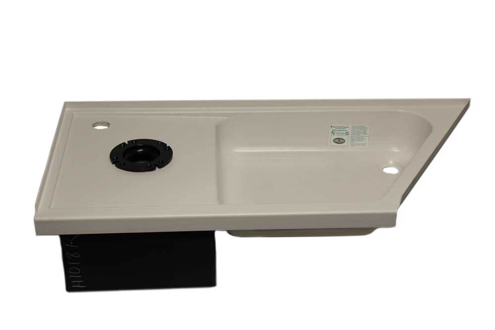 24″ x 50″ Slant Angle Combo Pan – Right Hand Drain – White-with Holding Tank