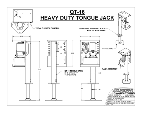 Bigfoot High-Performance Hydraulic Trailer Tongue Jack - 8000 lbs Capacity - Image 3