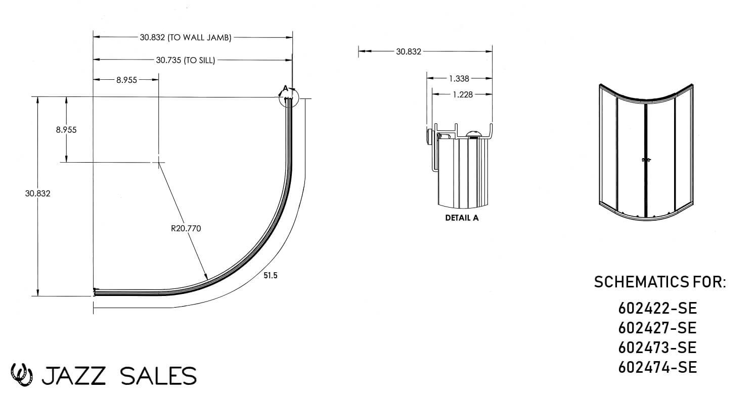 32″ Round Shower Door with Obscured Glass – Nickel - Image 2
